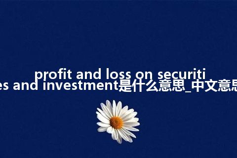 profit and loss on securities and investment是什么意思_中文意思