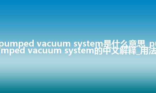 pumped vacuum system是什么意思_pumped vacuum system的中文解释_用法