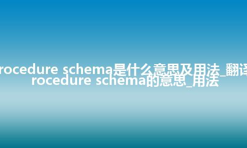 procedure schema是什么意思及用法_翻译procedure schema的意思_用法