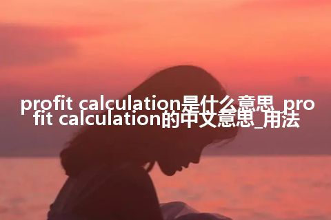 profit calculation是什么意思_profit calculation的中文意思_用法