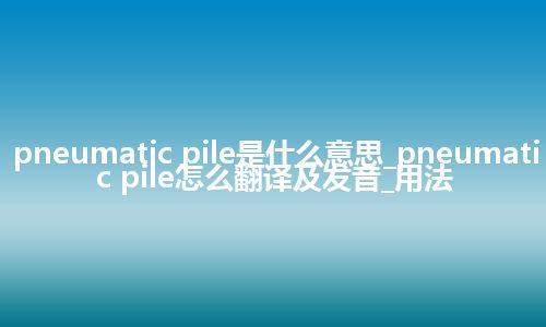 pneumatic pile是什么意思_pneumatic pile怎么翻译及发音_用法