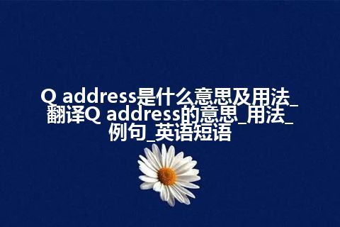 Q address是什么意思及用法_翻译Q address的意思_用法_例句_英语短语