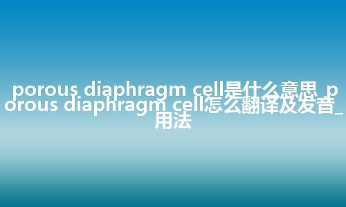 porous diaphragm cell是什么意思_porous diaphragm cell怎么翻译及发音_用法