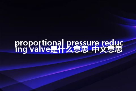proportional pressure reducing valve是什么意思_中文意思