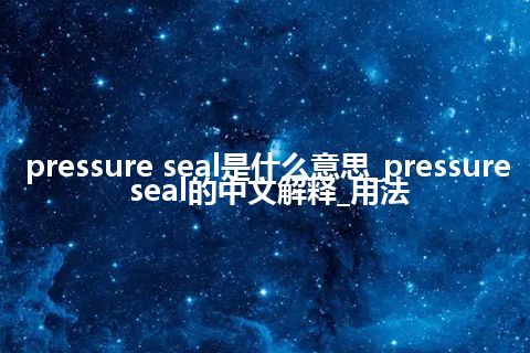 pressure seal是什么意思_pressure seal的中文解释_用法