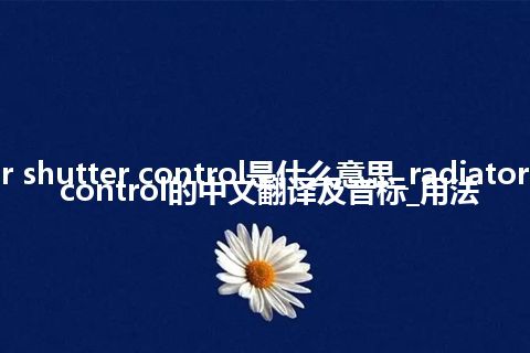 radiator shutter control是什么意思_radiator shutter control的中文翻译及音标_用法