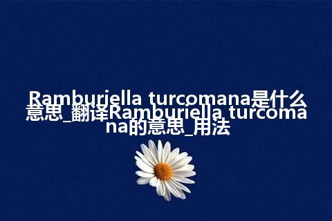 Ramburiella turcomana是什么意思_翻译Ramburiella turcomana的意思_用法