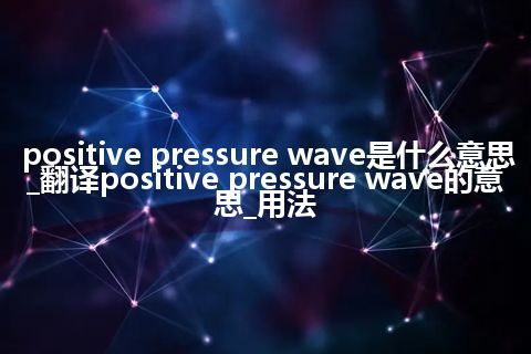 positive pressure wave是什么意思_翻译positive pressure wave的意思_用法