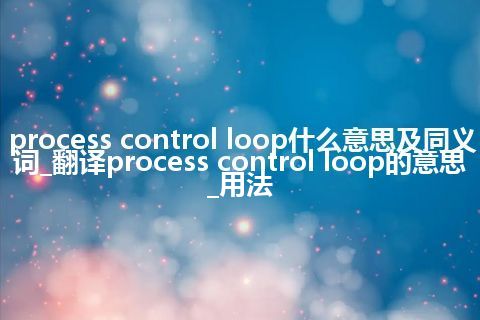 process control loop什么意思及同义词_翻译process control loop的意思_用法