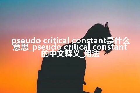 pseudo critical constant是什么意思_pseudo critical constant的中文释义_用法