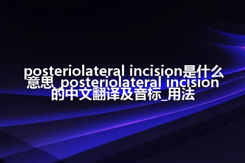 posteriolateral incision是什么意思_posteriolateral incision的中文翻译及音标_用法