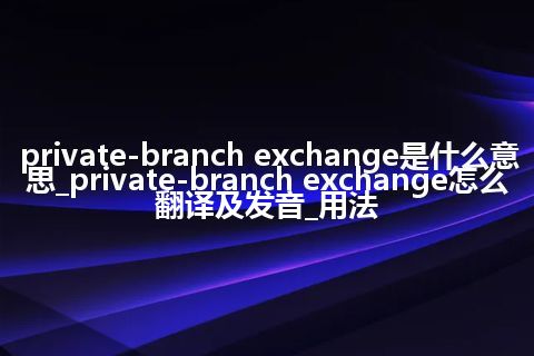 private-branch exchange是什么意思_private-branch exchange怎么翻译及发音_用法