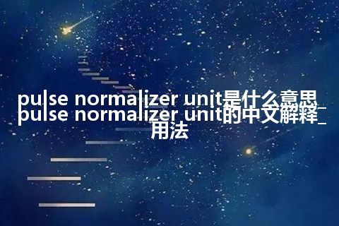 pulse normalizer unit是什么意思_pulse normalizer unit的中文解释_用法