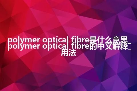 polymer optical fibre是什么意思_polymer optical fibre的中文解释_用法