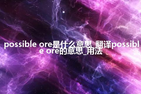 possible ore是什么意思_翻译possible ore的意思_用法