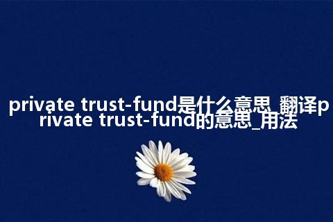private trust-fund是什么意思_翻译private trust-fund的意思_用法