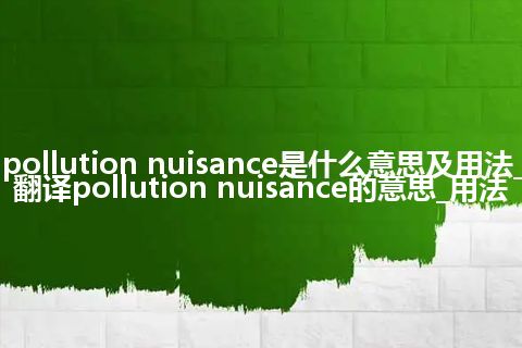 pollution nuisance是什么意思及用法_翻译pollution nuisance的意思_用法