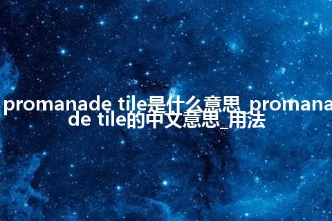 promanade tile是什么意思_promanade tile的中文意思_用法