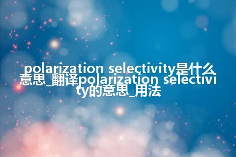 polarization selectivity是什么意思_翻译polarization selectivity的意思_用法