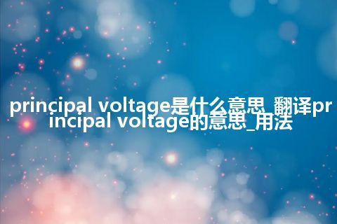 principal voltage是什么意思_翻译principal voltage的意思_用法