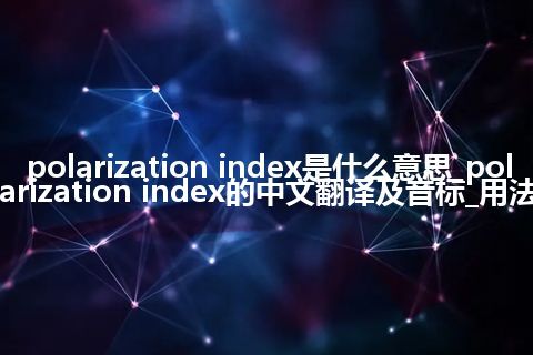 polarization index是什么意思_polarization index的中文翻译及音标_用法