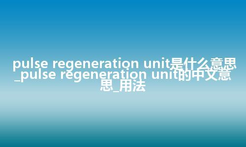 pulse regeneration unit是什么意思_pulse regeneration unit的中文意思_用法