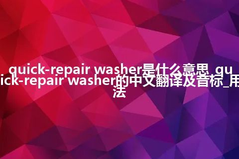 quick-repair washer是什么意思_quick-repair washer的中文翻译及音标_用法