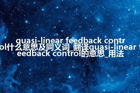 quasi-linear feedback control什么意思及同义词_翻译quasi-linear feedback control的意思_用法