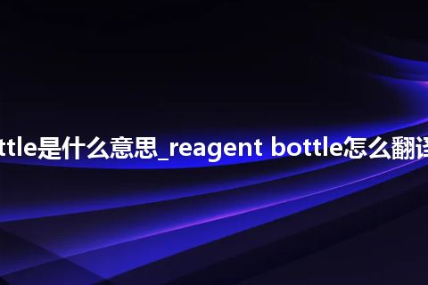 reagent bottle是什么意思_reagent bottle怎么翻译及发音_用法