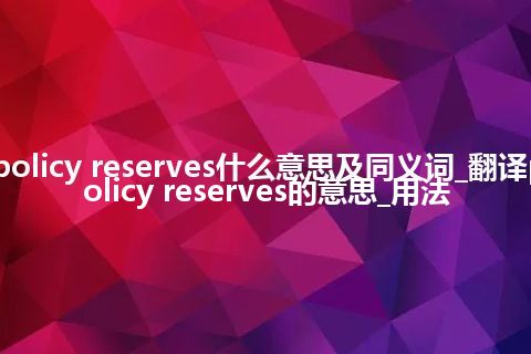 policy reserves什么意思及同义词_翻译policy reserves的意思_用法