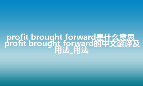 profit brought forward是什么意思_profit brought forward的中文翻译及用法_用法