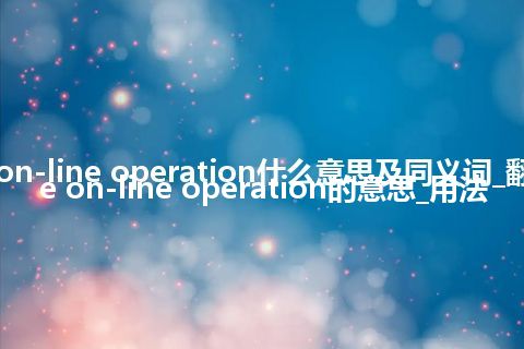 real-time on-line operation什么意思及同义词_翻译real-time on-line operation的意思_用法