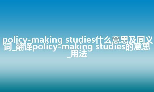 policy-making studies什么意思及同义词_翻译policy-making studies的意思_用法