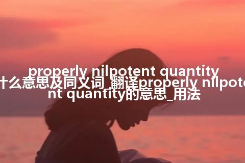 properly nilpotent quantity什么意思及同义词_翻译properly nilpotent quantity的意思_用法