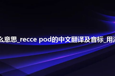 recce pod是什么意思_recce pod的中文翻译及音标_用法_例句_英语短语