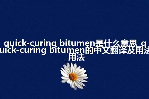 quick-curing bitumen是什么意思_quick-curing bitumen的中文翻译及用法_用法