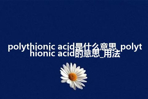 polythionic acid是什么意思_polythionic acid的意思_用法