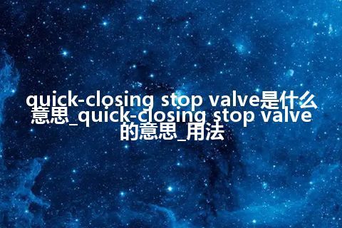 quick-closing stop valve是什么意思_quick-closing stop valve的意思_用法