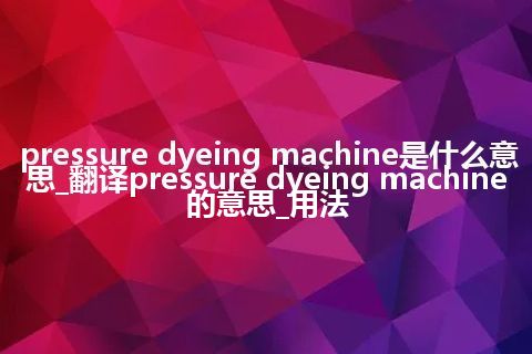 pressure dyeing machine是什么意思_翻译pressure dyeing machine的意思_用法