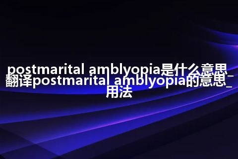 postmarital amblyopia是什么意思_翻译postmarital amblyopia的意思_用法