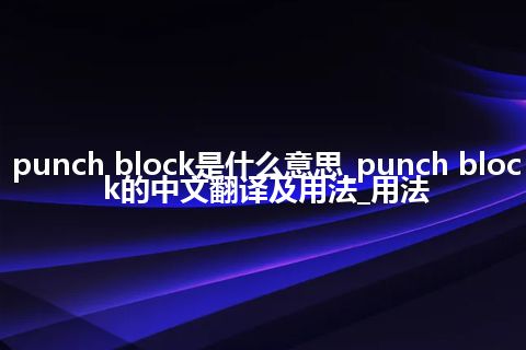 punch block是什么意思_punch block的中文翻译及用法_用法