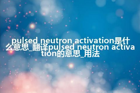 pulsed neutron activation是什么意思_翻译pulsed neutron activation的意思_用法