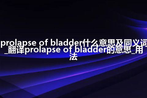 prolapse of bladder什么意思及同义词_翻译prolapse of bladder的意思_用法