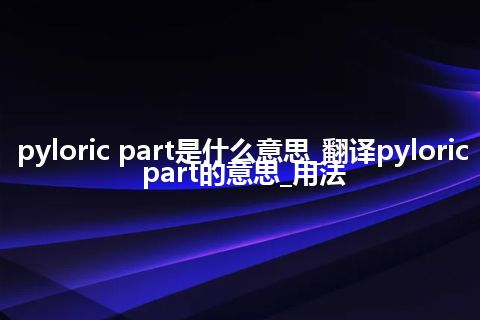 pyloric part是什么意思_翻译pyloric part的意思_用法