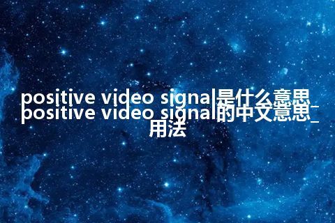 positive video signal是什么意思_positive video signal的中文意思_用法