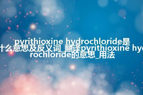 pyrithioxine hydrochloride是什么意思及反义词_翻译pyrithioxine hydrochloride的意思_用法