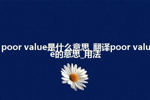 poor value是什么意思_翻译poor value的意思_用法