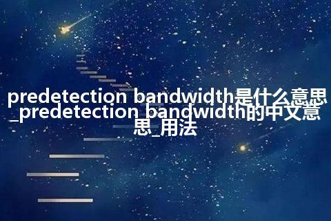predetection bandwidth是什么意思_predetection bandwidth的中文意思_用法