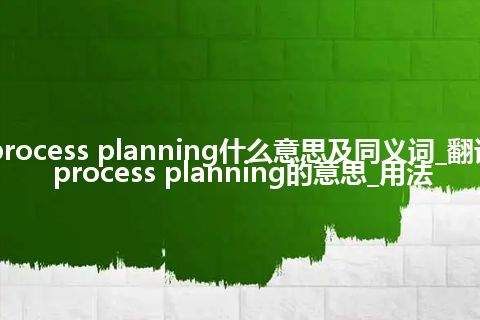 process planning什么意思及同义词_翻译process planning的意思_用法