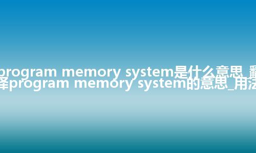 program memory system是什么意思_翻译program memory system的意思_用法